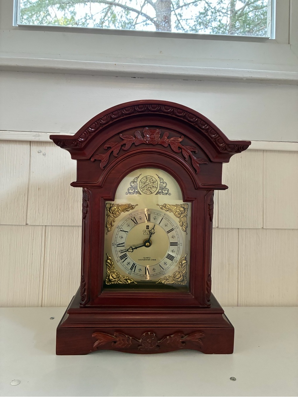 Tempus Fugit Westminister Chime Vintage Tabletop Mantle Grandfather Clock